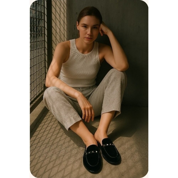 Marc Fisher Women's SZ 8.5 Wishing Mules Black Velvet Studded Slip On Loafers - Picture 12 of 12